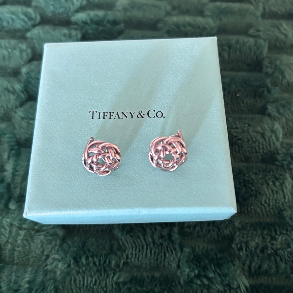 Vintage Tiffany & Co Celtic love knot earrings.